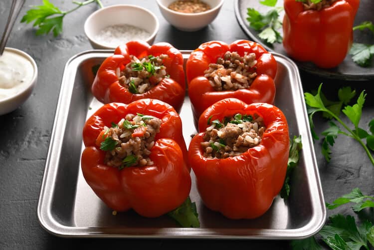 Healthy stuffed red peppers.