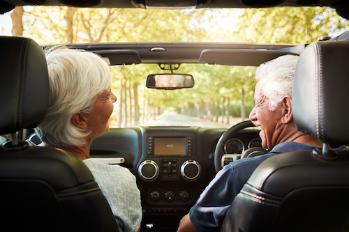 Seniors staying safe behind the wheel utilizing safe driving tips