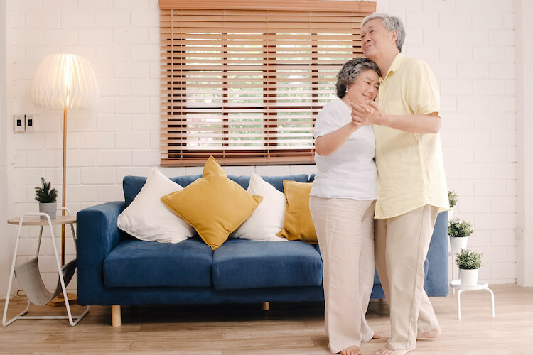Senior couple enjoying their home in a senior living community.